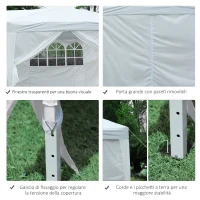 Outsunny Gazebo Pieghevole da Giardino 6x3 m con 6 Pannelli Laterali Bianco(m-7)