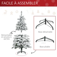 HOMCOM Sapin de Noël Artificiel enneigé 150H cm Lumineux LED x 150 Multicolore 351 Branches Vert Blanc(m-8)