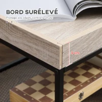 HOMCOM Table Basse rectangulaire 2 Niveaux avec étagère en métal perforée et Plateau en Bois -Industriel - 100 x 50 x 46,5 cm(m-6)