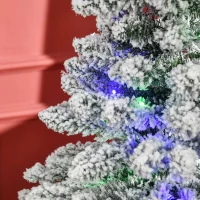 HOMCOM Sapin de Noël Artificiel enneigé 150H cm Lumineux LED x 150 Multicolore 351 Branches Vert Blanc(m-9)