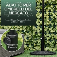 Outsunny Base per Ombrellone Rotonda Effetto Rattan Ø45x33 cm, Peso 9.5kg per Giardino e Terrazzo, Nero(m-5)
