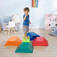 HOMCOM 5 Blocs de Construction en Mousse XXL - Jeux éducatif - Module motricité - parcours motricité enfant- certifiés Normes EN71-1-2-3 - Mousse EPE revêtement PU Multicolore(m-2)