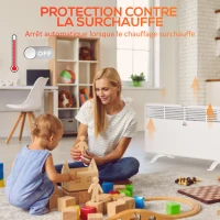 HOMCOM Radiateur électrique convecteur mural 1800 W avec thermostat - panneau LED - 87 x 23,5 x 45,5 cm - blanc(m-5)