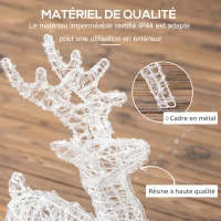 Outsunny Renne et traineau lumineux décoration de Noël 120 LED -  90 x 30 x 60 cm(m-6)