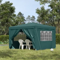 Outsunny Gazebo 3x3 m da Giardino Impermeabile con Pannelli Laterali Pieghevoli, Verde(m-10)