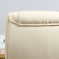 Homcom Cream Office Chair, High Back PU Leather Height Adjustable-W/ Gold Effect(m-9)