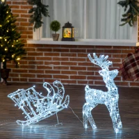 Outsunny Renne et traineau lumineux décoration de Noël 120 LED -  90 x 30 x 60 cm(m-2)