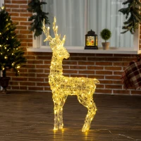 Outsunny Renne lumineux décoration de Noël 80 LED avec 4 piquets de fixation - 50 x 40 x 90 cm(m-2)