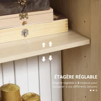 HOMCOM Buffet haut meuble de rangement design bohème double portes avec 3 étagères en cannage - 73 x 41 x 102 cm(m-5)