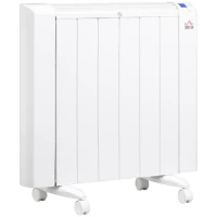 HOMCOM Aquecedor Elétrico 1500W Aquecedor Convector com Ecrã LCD 4 Modos Termostato Temporizador e 4 Rodas 67x31x68cm Branco(m-1)