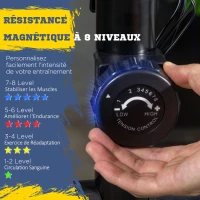 HOMCOM Vélo elliptique 2 en 1 vélo d'appartement écran LCD Multifonction Hauteur & résistance réglable Acier Noir(m-6)