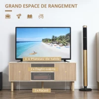 HOMCOM Meuble TV support TV pour télévision jusqu'à 50 pouces 2 portes coulissantes et 2 niches avec passe-câbles - 115 x 40 x 49 cm(m-5)