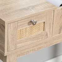 HOMCOM Coiffeuse table de maquillage avec miroir rabattable design bohème 2 tiroirs 2 en 1 bureau - 100 x 46 x 78,5 cm(m-8)