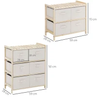 HOMCOM Ensemble de 2 pièces commodes en tissu meubles de rangement avec 10 tiroirs pliants en tissu de lin style élégant pour chambre à coucher bureau salon bois naturel beige(m-3)