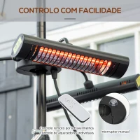 Outsunny Aquecedor Elétrico de Exterior com 3 Painéis 1000W Aquecedor de Infravermelhos com Controlo Proteção IPX5 87x75x22cm Preto(m-7)