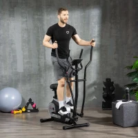 HOMCOM Vélo elliptique 2 en 1 vélo d'appartement écran LCD Multifonction Hauteur & résistance réglable Acier Noir(m-2)