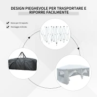 Outsunny Gazebo Pieghevole da Giardino 6x3 m con 6 Pannelli Laterali Bianco(m-4)