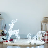 Outsunny Renne et traineau lumineux décoration de Noël 120 LED -  90 x 30 x 60 cm(m-10)