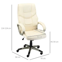 Homcom Cream Office Chair, High Back PU Leather Height Adjustable-W/ Gold Effect(m-3)