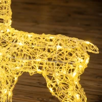 Outsunny Renne lumineux décoration de Noël 80 LED avec 4 piquets de fixation - 50 x 40 x 90 cm(m-9)