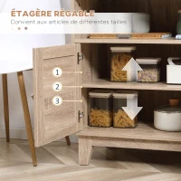 HOMCOM Buffet de cuisine meuble de rangement avec 2 portes rotin aspect cannage 3 tiroirs et grande niche - 110 x 40 x 76 cm(m-7)