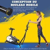 HOMCOM Vélo elliptique 2 en 1 vélo d'appartement écran LCD Multifonction Hauteur & résistance réglable Acier Noir(m-5)