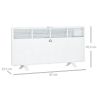 HOMCOM Radiateur électrique convecteur mural 1800 W avec thermostat - panneau LED - 87 x 23,5 x 45,5 cm - blanc(m-3)