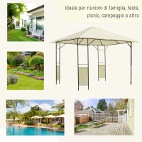 Outsunny Gazebo 3x3 m con Tettuccio Rinforzato e 4 Viti, in Acciaio Verniciato a Polvere, Nero e Crema(m-6)