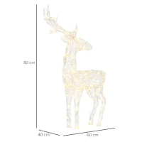 Outsunny Renne lumineux décoration de Noël 80 LED avec 4 piquets de fixation - 50 x 40 x 90 cm(m-3)
