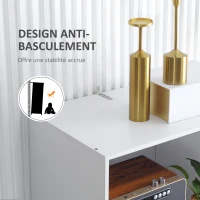 HOMCOM Meuble de rangement sur pied colonne bibliothèque étagère et 3 tiroirs style scandinave blanc et aspect bois 50 x 39 x 169,5 cm(m-6)