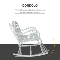 Outsunny Panchina a Dondolo da Esterno, Dondolo 2 Posti Biposto da Giardino stile Shabby in Metallo 103 x 74.5 x 88cm, Bianco(m-4)