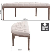 HOMCOM Banca pentru Capatul patului Semicirculara cu Structura de Lemn si Capitonata in Stil Chesterfield Beige 140,5x51x48cm(m-3)