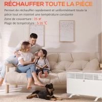 HOMCOM Radiateur électrique convecteur mural 1800 W avec thermostat - panneau LED - 87 x 23,5 x 45,5 cm - blanc(m-6)