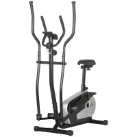 HOMCOM Vélo elliptique 2 en 1 vélo d'appartement écran LCD Multifonction Hauteur & résistance réglable Acier Noir(m-10)