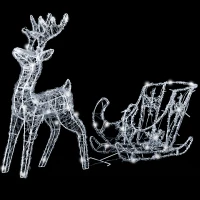 Outsunny Renne et traineau lumineux décoration de Noël 120 LED -  90 x 30 x 60 cm(m-1)