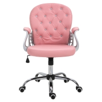 Vinsetto HOMCOM Ergonomiczne krzesło biurowe, Fotel biurowy, wyściełane oparcie, różowy, PU, 59,5 x 60,5 x 95–105 cm szary