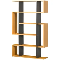 HOMCOM Bibliothèque étagère zig zag meuble de rangement 13 niches pour décorations, cadres photos, chambre, salon, bureau 95 x 25 x 150,5 cm aspect bois gris(m-10)