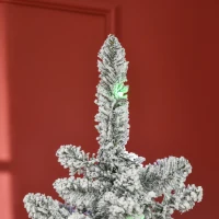 HOMCOM Sapin de Noël Artificiel Lumineux 180 cm arbre de Noël enneigé avec 10 modes d'éclairage Multicolore 585 Branches pour Maison, Magasin Vert(m-9)