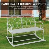 Outsunny Panchina a Dondolo da Esterno, Dondolo 2 Posti Biposto da Giardino stile Shabby in Metallo 103 x 74.5 x 88cm, Bianco(m-5)