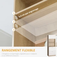 HOMCOM Buffet de cuisine armoire de cuisine multi-rangements 2 tiroirs 1 placard + grand plateau 60 x 38 x 168 cm MDF blanc(m-6)