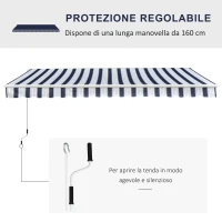 Outsunny Tenda da Sole a Bracci per Esterno con Manovella, Metallo e Poliestere, 3x2.5m Blu e Bianco(m-4)