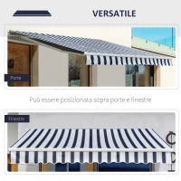 Outsunny Tenda da Sole a Bracci per Esterno con Manovella, Metallo e Poliestere, 3x2.5m Blu e Bianco(m-5)