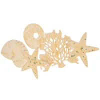 HOMCOM Decoração de Parede de Metal 3D com Conchas Estrela do Mar Coral 66x30,5cm Arte de Parede Bege(m-1)
