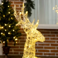 Outsunny Renne lumineux décoration de Noël 80 LED avec 4 piquets de fixation - 50 x 40 x 90 cm(m-8)
