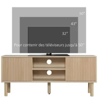 HOMCOM Meuble TV support TV pour télévision jusqu'à 50 pouces 2 portes coulissantes et 2 niches avec passe-câbles - 115 x 40 x 49 cm(m-4)