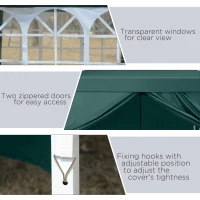 Outsunny Gazebo 3x3 m da Giardino Impermeabile con Pannelli Laterali Pieghevoli, Verde(m-7)