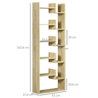 HOMCOM Bibliothèque étagère à 6 niveaux meuble de rangement cloison séparateur design moderne 11 étagères ouvertes hauteur 162,6 cm - MDF(m-3)
