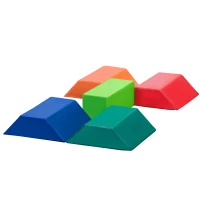 HOMCOM 5 Blocs de Construction en Mousse XXL - Jeux éducatif - Module motricité - parcours motricité enfant- certifiés Normes EN71-1-2-3 - Mousse EPE revêtement PU Multicolore(m-11)