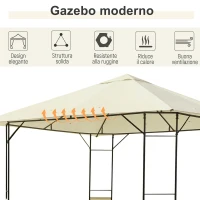 Outsunny Gazebo 3x3 m con Tettuccio Rinforzato e 4 Viti, in Acciaio Verniciato a Polvere, Nero e Crema(m-4)