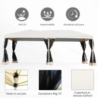 Outsunny Gazebo da Giardino 3x6 m Pieghevole e Impermeabile con Zanzariera e Borsa da Trasporto Inclusa, Beige(m-7)